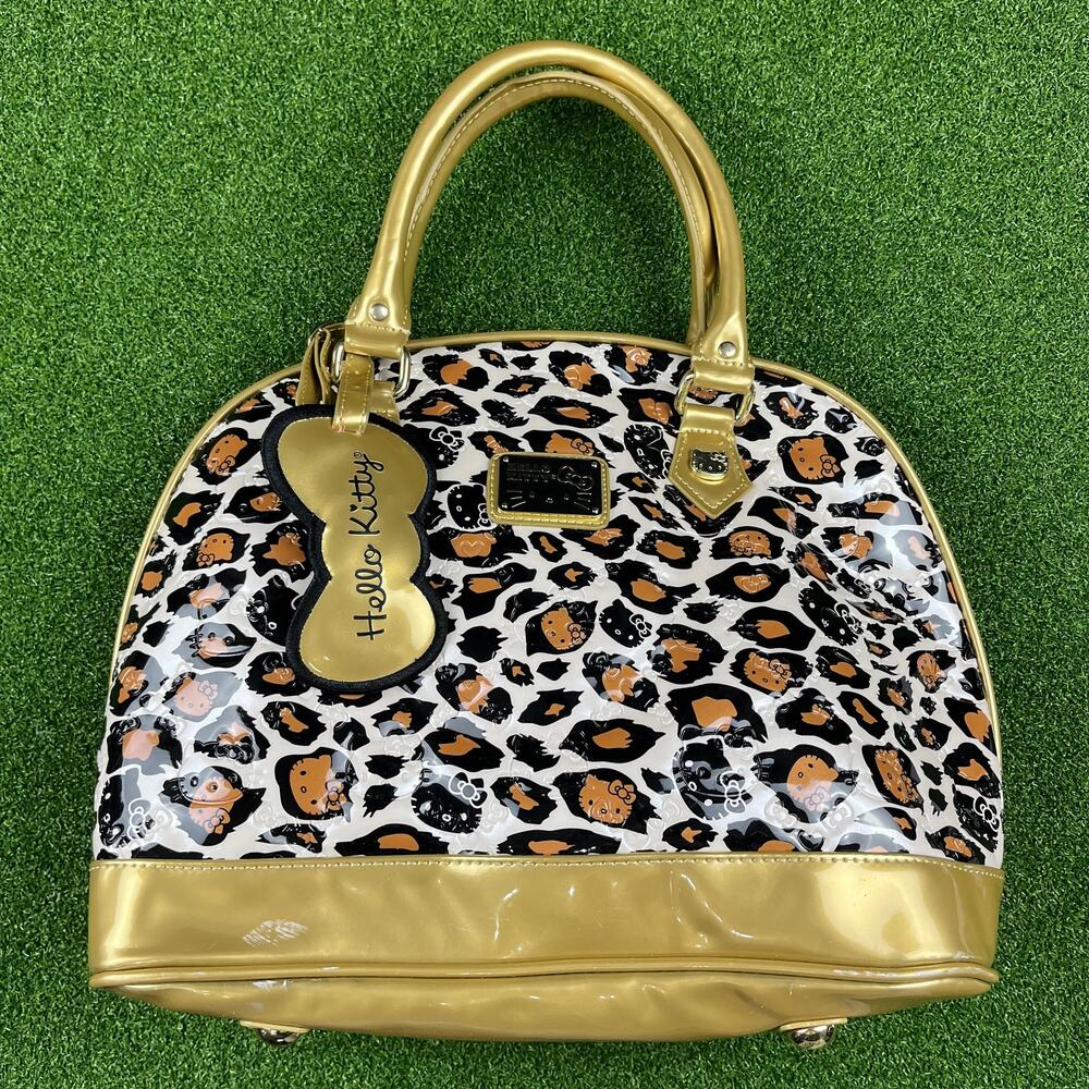 Hello Kitty Leopard Patent Bag Sanrio Patten Gold Bubble Bag